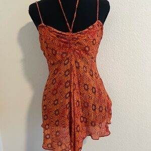 Bohemian Orange Halter Dress